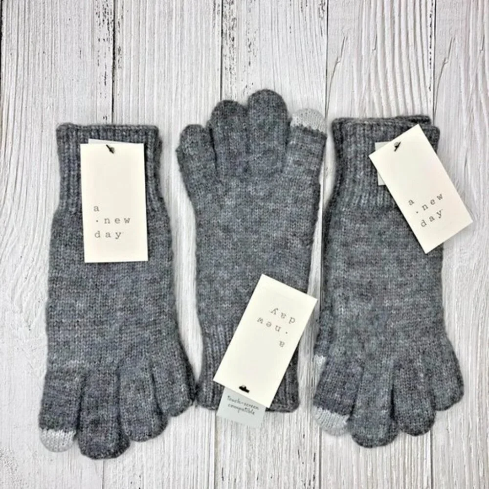 Gloves 3 Pack New Warm Winter‎ Knit Touchscreen Compatible Gray